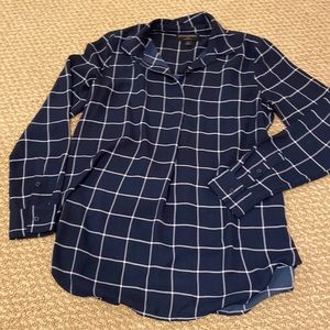 Navy blue Windowpane Boyfriend fit blouse - Banana Republic - size s